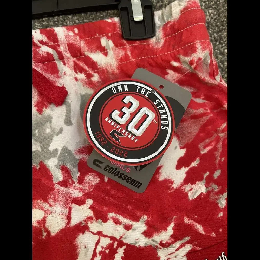 NWT Girl’s South Dakota Coyotes Red/white Tie Dye Shorts XL (14/16) - Picture 4 of 5